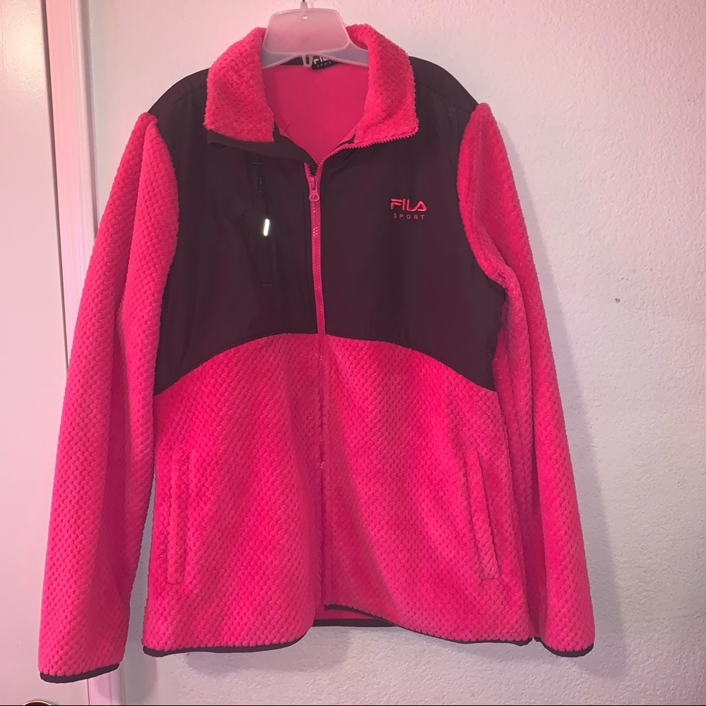 Fila Pink and Gray Fleece Sport Jacket Sz:M